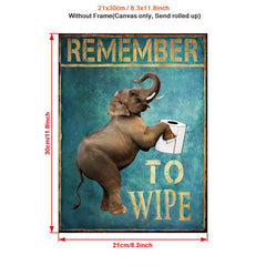 Funny Bathroom Canvas Wall Art Elephant Print Toilet Decor