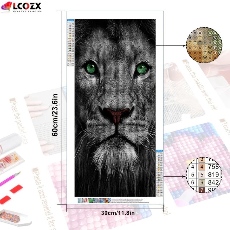 5D Grey Lion Portrait Wild Animal DIY Diamond Painting Kit