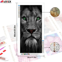 5D Grey Lion Portrait Wild Animal DIY Diamond Painting Kit