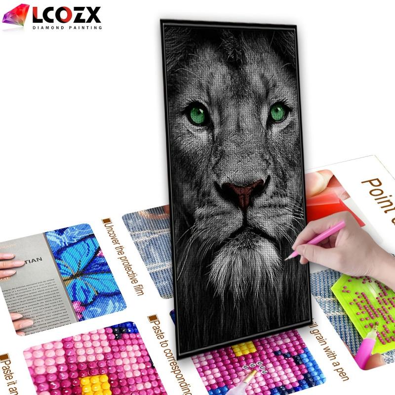 5D Grey Lion Portrait Wild Animal DIY Diamond Painting Kit
