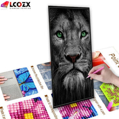5D Grey Lion Portrait Wild Animal DIY Diamond Painting Kit
