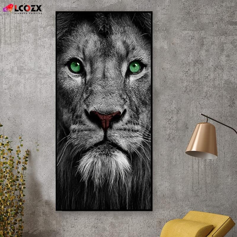 5D Grey Lion Portrait Wild Animal DIY Diamond Painting Kit