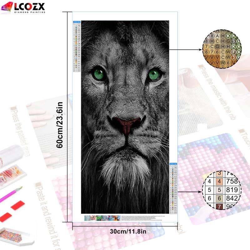 5D Grey Lion Portrait Wild Animal DIY Diamond Painting Kit