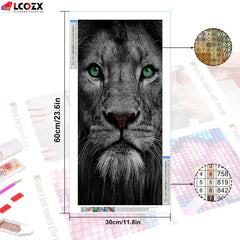 5D Grey Lion Portrait Wild Animal DIY Diamond Painting Kit