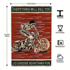 Vintage Motorcycle Skulls Tin Sign for Bars and Restaurants
