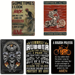 Vintage Motorcycle Skulls Tin Sign for Bars and Restaurants
