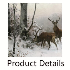 Vintage Deer in Snow Canvas Poster Winter Art Print Woodlands Christmas Wall Pic