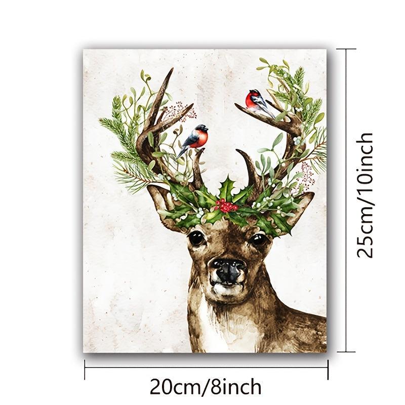 Vintage Deer in Snow Canvas Poster Winter Art Print Woodlands Christmas Wall Pic