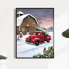 Christmas Canvas Poster Modern Art Snowman Poster Wall Art
