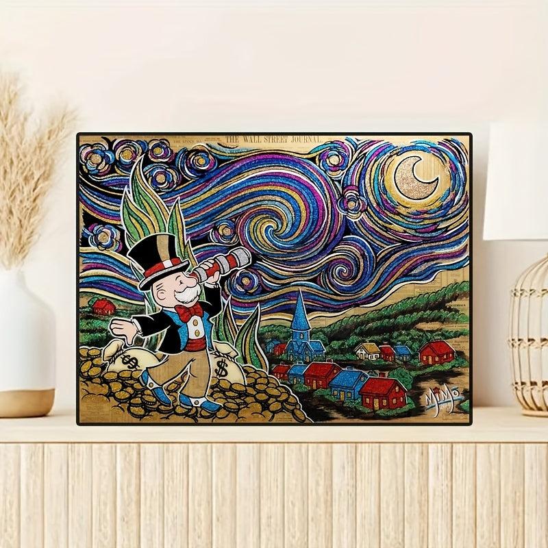 Starry Sky Monopoly Dollars Money Painting On Canvas Wall Art