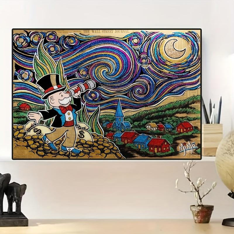 Starry Sky Monopoly Dollars Money Painting On Canvas Wall Art