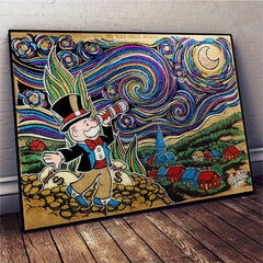 Starry Sky Monopoly Dollars Money Painting On Canvas Wall Art