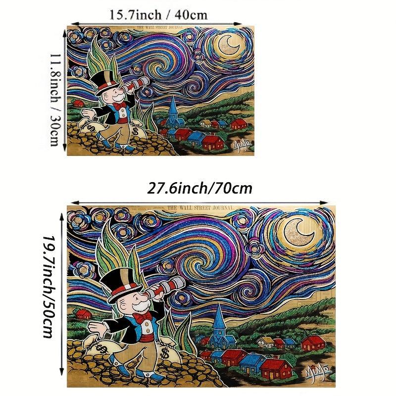 Starry Sky Monopoly Dollars Money Painting On Canvas Wall Art