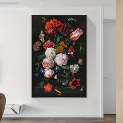 Classical Flowers in a Glass Vase Canvas Painting for Wall Decoration