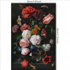 Classical Flowers in a Glass Vase Canvas Painting for Wall Decoration