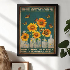 Vintage Sunflower Butterfly Canvas Painting