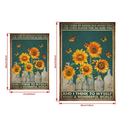 Vintage Sunflower Butterfly Canvas Painting