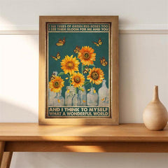 Vintage Sunflower Butterfly Canvas Painting
