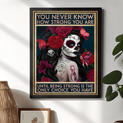 Skull Girl Flower Painting On Canvas Wall Art
