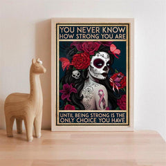 Skull Girl Flower Painting On Canvas Wall Art