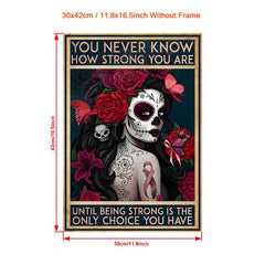 Skull Girl Flower Painting On Canvas Wall Art