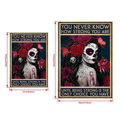 Skull Girl Flower Painting On Canvas Wall Art