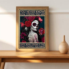 Skull Girl Flower Painting On Canvas Wall Art