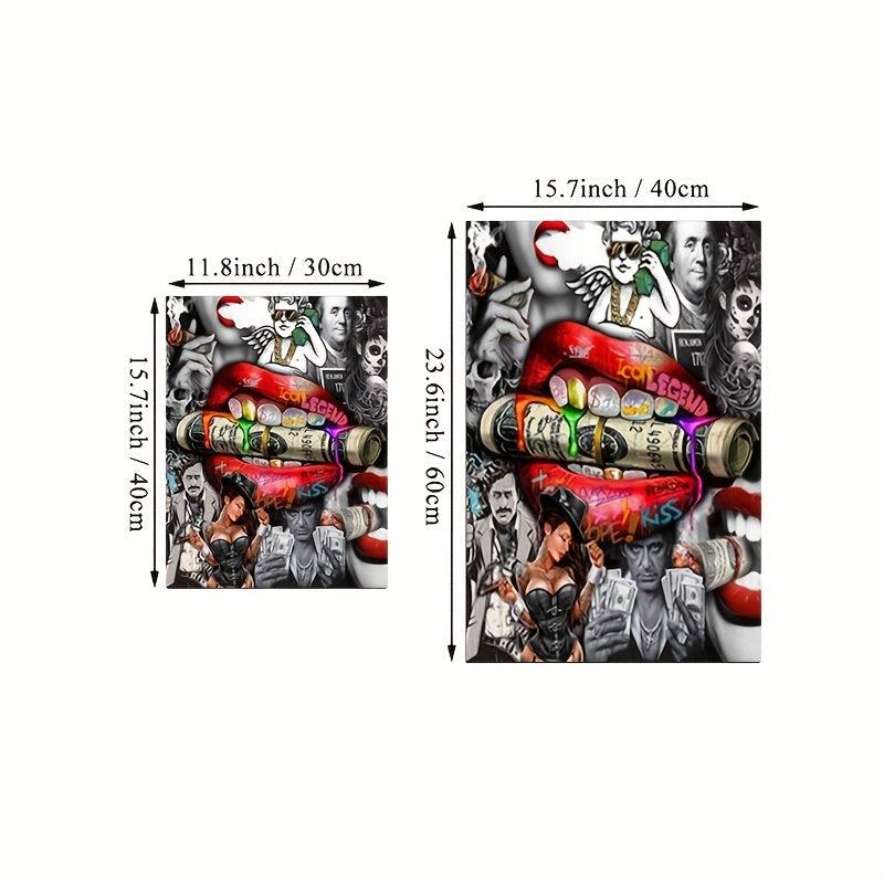 Red Lip Graffiti Canvas Painting Wall Artwork