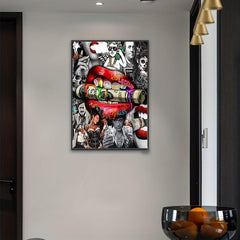 Red Lip Graffiti Canvas Painting Wall Artwork