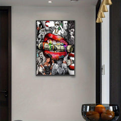 Red Lip Graffiti Canvas Painting Wall Artwork