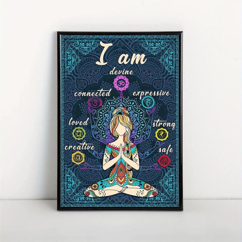 Retro Poster Canvas Print I Am Safe 7 Chakras Knowledge Yoga Meditation