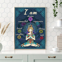 Retro Poster Canvas Print I Am Safe 7 Chakras Knowledge Yoga Meditation
