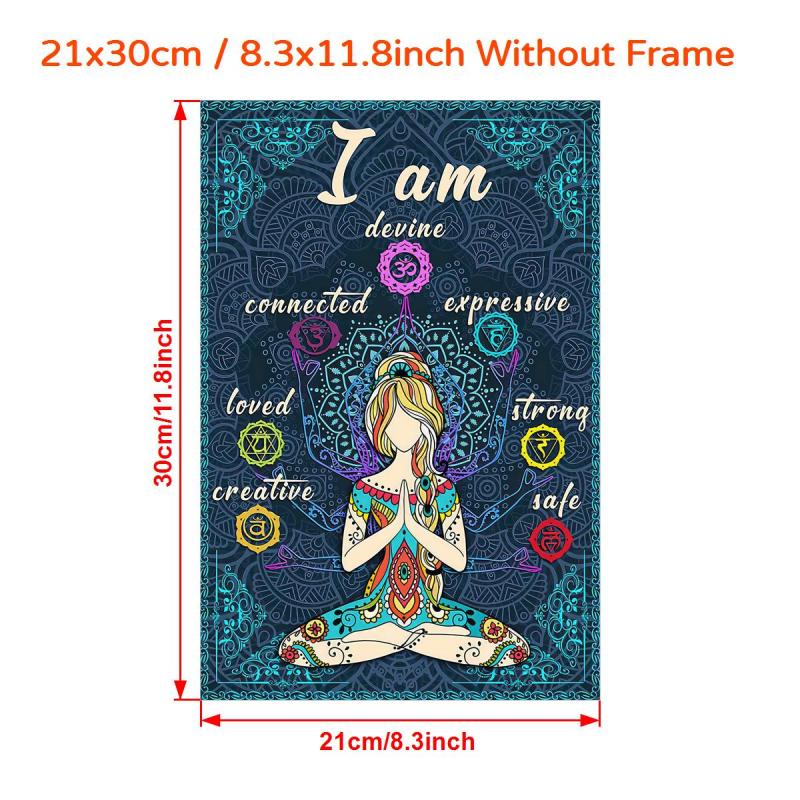 Retro Poster Canvas Print I Am Safe 7 Chakras Knowledge Yoga Meditation
