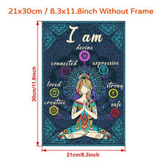 Retro Poster Canvas Print I Am Safe 7 Chakras Knowledge Yoga Meditation