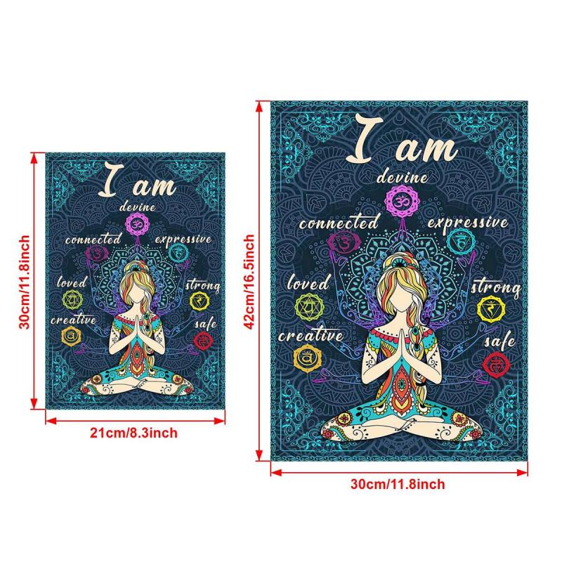 Retro Poster Canvas Print I Am Safe 7 Chakras Knowledge Yoga Meditation