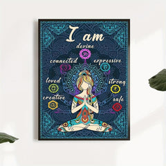 Retro Poster Canvas Print I Am Safe 7 Chakras Knowledge Yoga Meditation