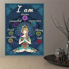 Retro Poster Canvas Print I Am Safe 7 Chakras Knowledge Yoga Meditation