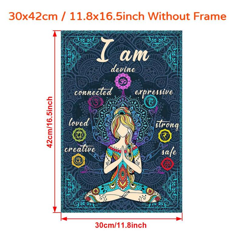 Retro Poster Canvas Print I Am Safe 7 Chakras Knowledge Yoga Meditation