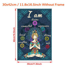 Retro Poster Canvas Print I Am Safe 7 Chakras Knowledge Yoga Meditation