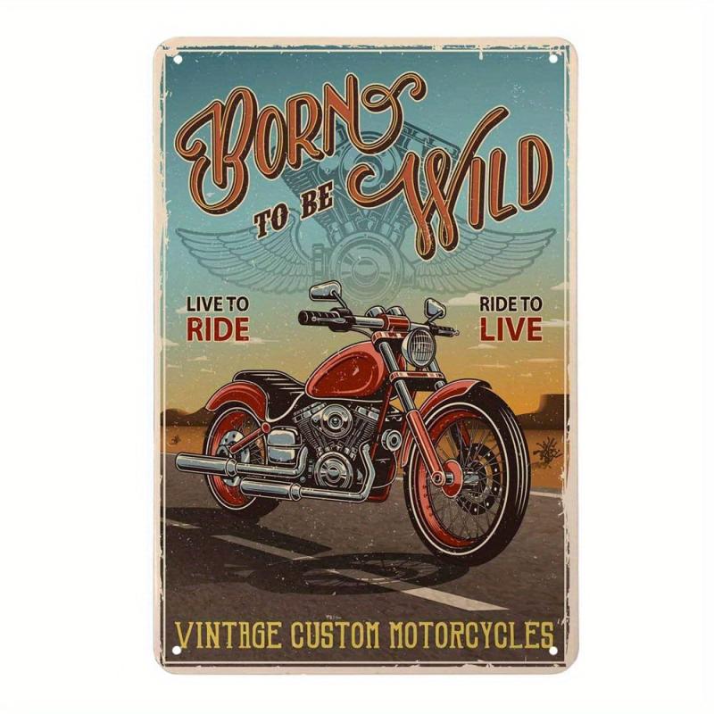 Motorcycle Racing Cat Poster Tin Sign Iron