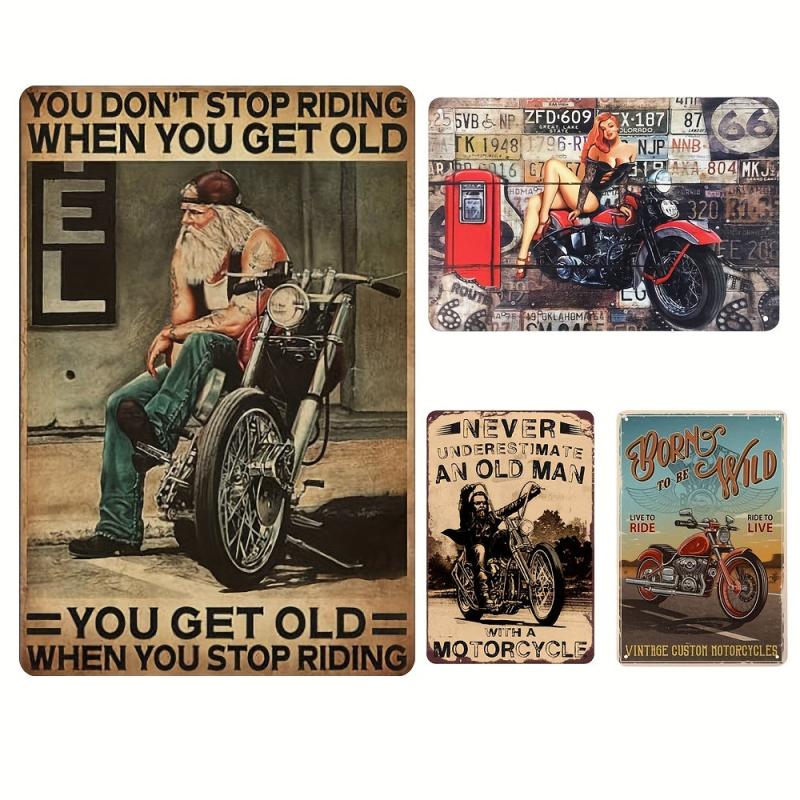 Motorcycle Racing Cat Poster Tin Sign Iron