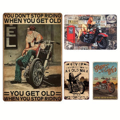 Motorcycle Racing Cat Poster Tin Sign Iron