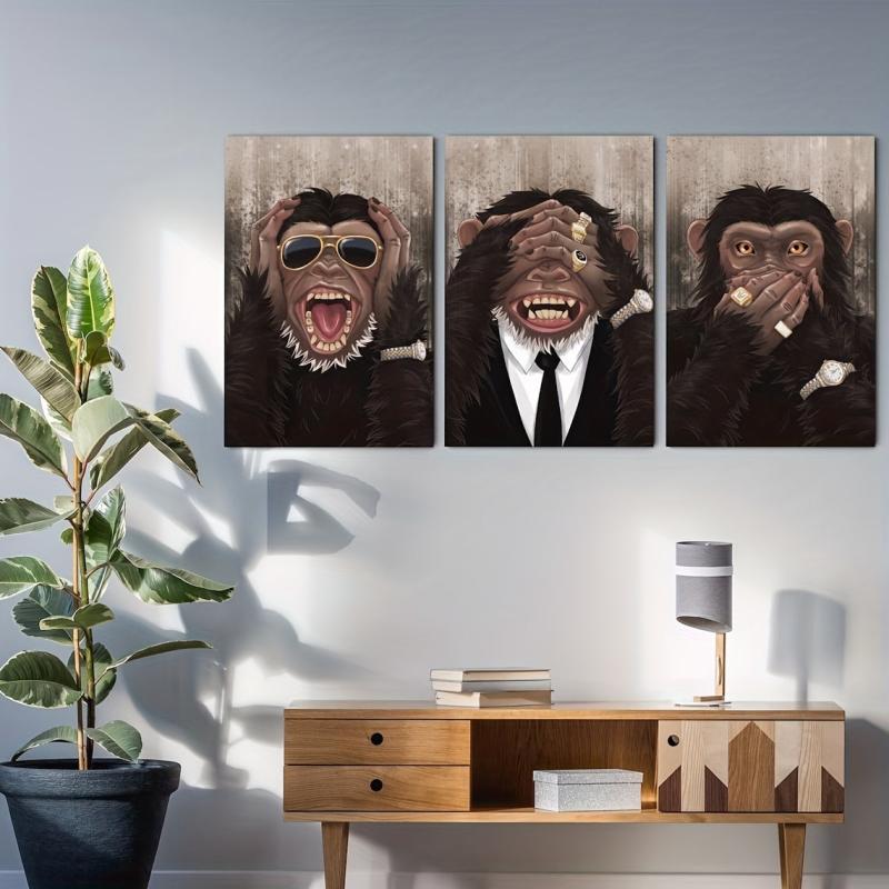 Monkey Wall Painting Canvas Print for Home Decor