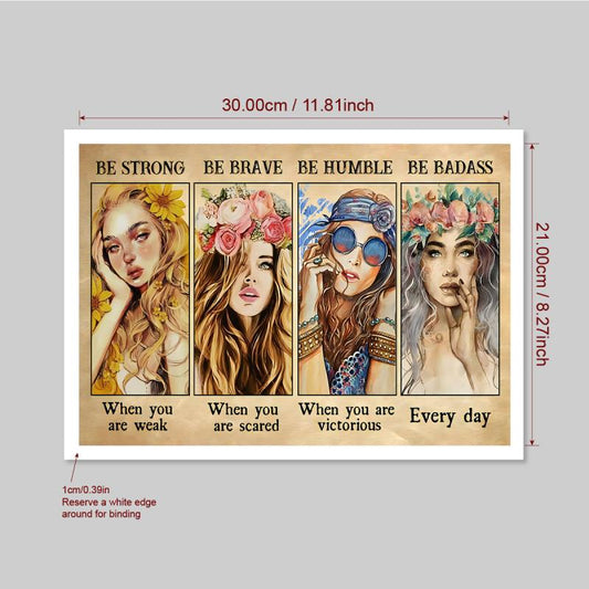 Inspirational Girls Canvas Wall Art - Vintage Artwork for Home Decor