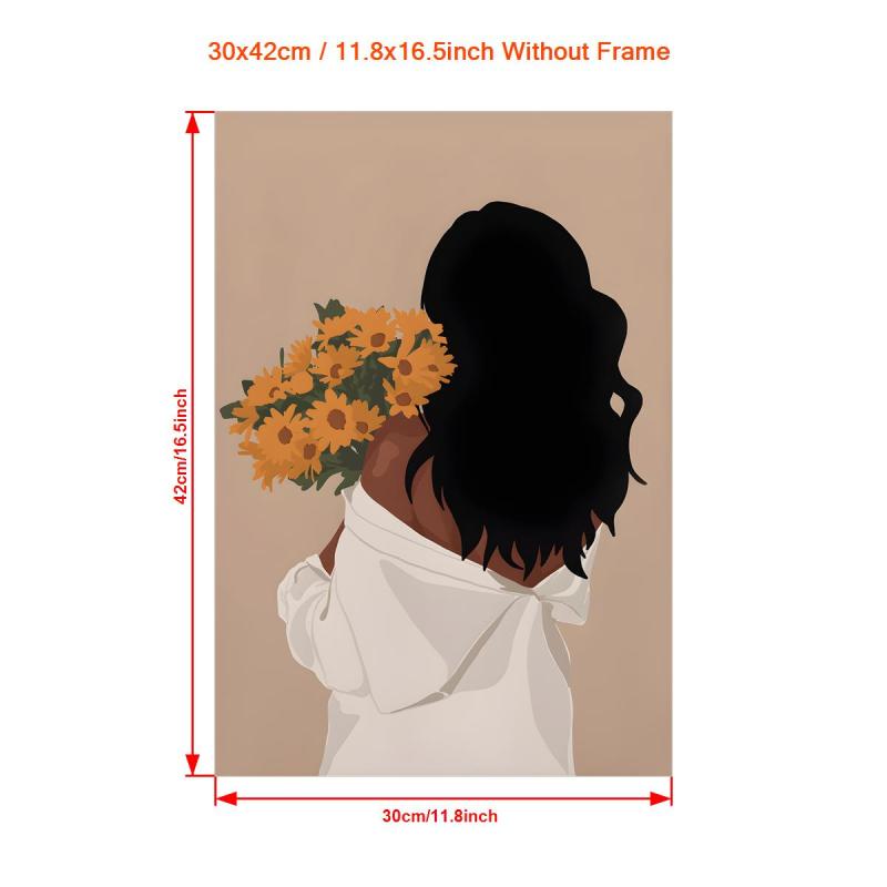 African American Woman Painting On Canvas Wall Art Modern Artwork