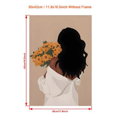 African American Woman Painting On Canvas Wall Art Modern Artwork