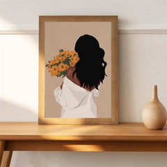 African American Woman Painting On Canvas Wall Art Modern Artwork