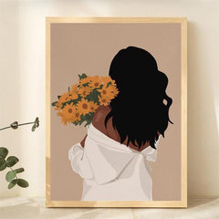 African American Woman Painting On Canvas Wall Art Modern Artwork