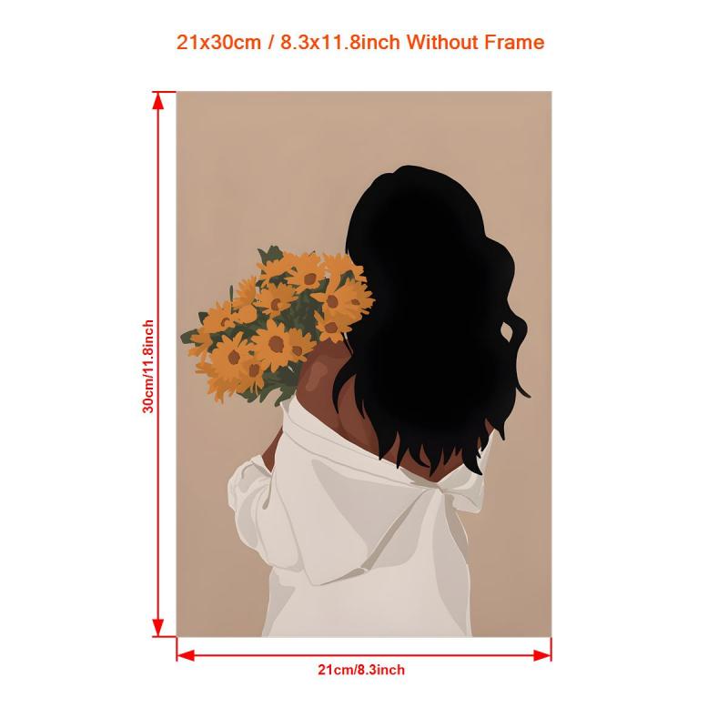 African American Woman Painting On Canvas Wall Art Modern Artwork