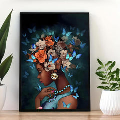 Abstract Canvas Painting Pretty Girl And Flower Butterfly Painting